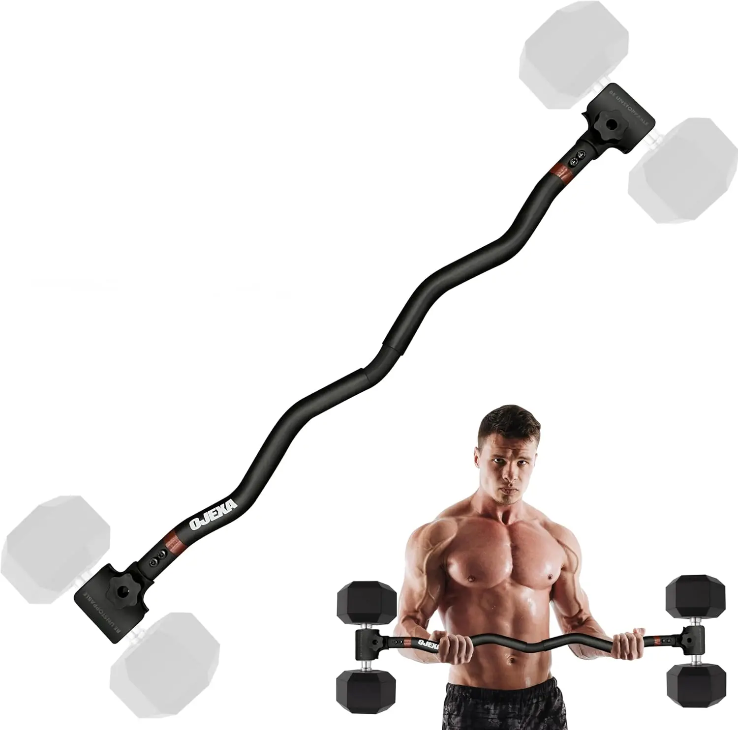 Zestaw do konwersji hantli na sztangę - udźwig do 90 kg, stalowa obejma do treningów całego ciała w domowej siłowni