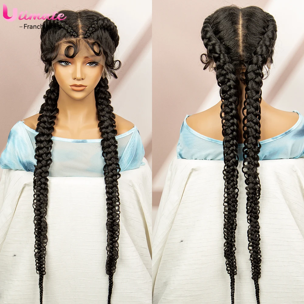 Synthetic Goddess Braided Wigs Cornrow Braided Wigs with Baby Hair Braids Wigs for Women Daily Use Knotless Wigs