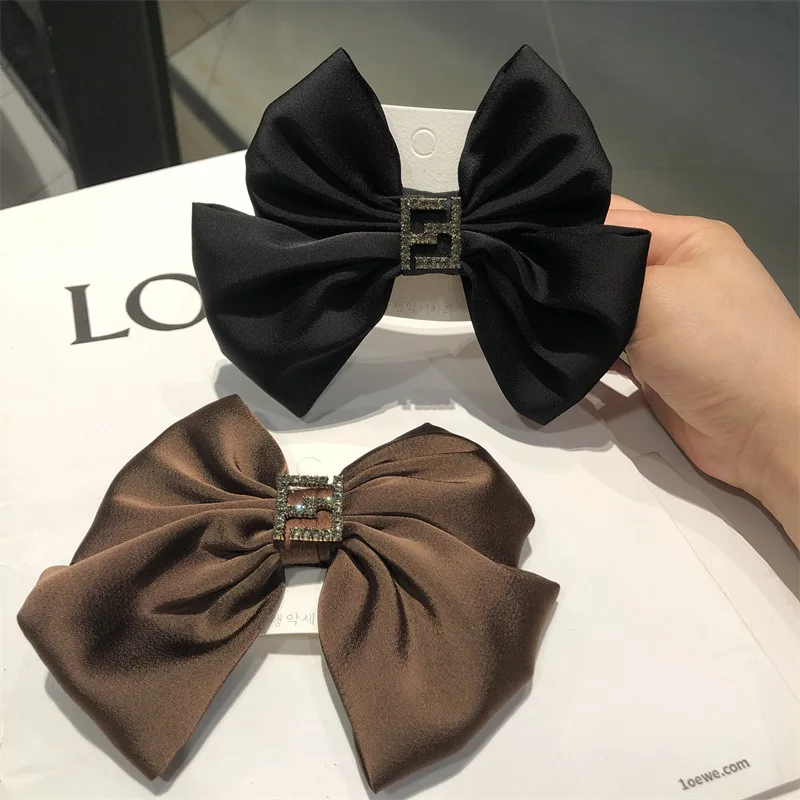 

Female Satin Bow Hairpin Ponytail Clip Two-layer Bowknot Ribbon Spring Clip Temperament Accessories Korean Fashion Elegant