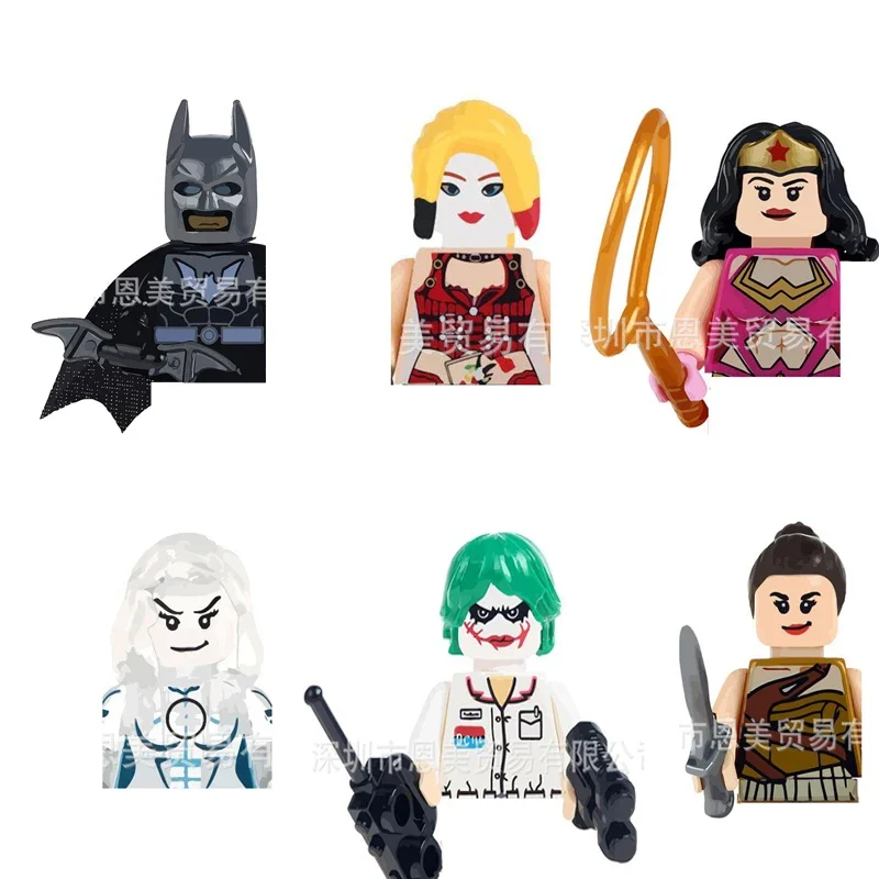 WM6014 DC Anime Figure Batman Wonder Woman Harley Quinn The Joker Plastic Building Block Doll Children\'s Toy Birthday Gifts