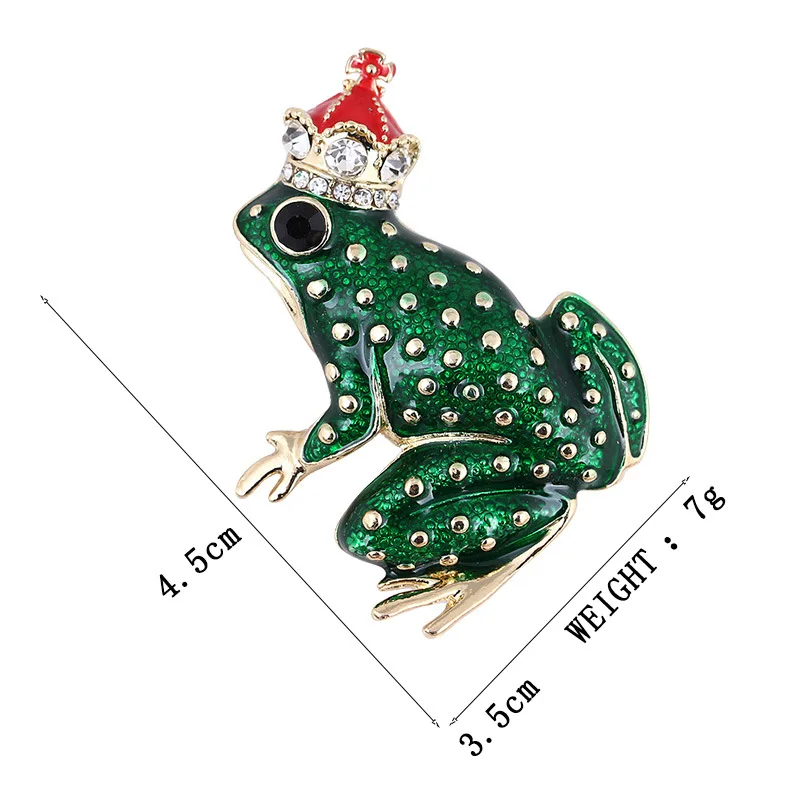 Vivid Green Frog Enamel Brooch Vintage Wear Crown Frog Animal Brooches Badge Pop Culture Lapel pin Frog Jewelry gift for Friends