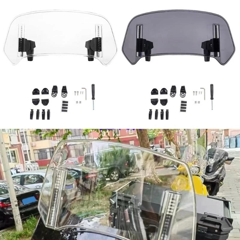 

D8KE Motorcycle Wind Barrier Windscreen Deflector, Foldable and Adjustable Screen Suitable for Commuters & Tourers