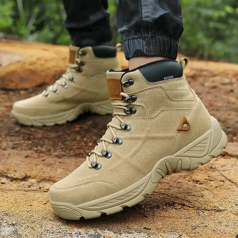 

Men'S Half High Outdoor Training Boots Autumn Winter New Style Mountain Climbing Hiking Shoes Rubber Sole Large Size