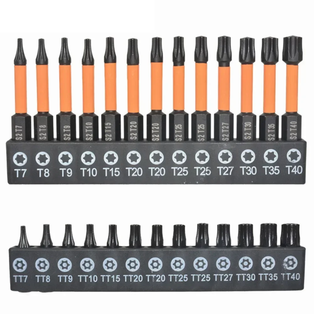 Segurança Torx Bit Grupo Tamper Proof Torx Star Bits 14 Hex Shank Mudança Rápida Conectar Impact-driver Broca Chave de Fenda Bit 13 26x