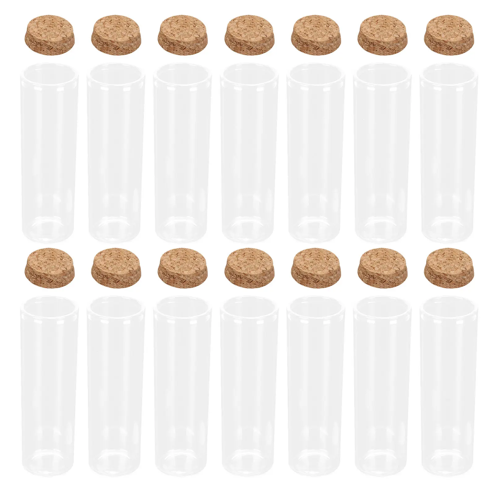 40Pcs Test Tubes Flat Bottom For New Year Party Transparent Cork Lids 30ML Small