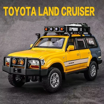 1/24 Toyota Land Cruiser LC80 alaşım araba modeli Diecast Metal oyuncak Off-road araçlar araba modeli simülasyon ses ve ışık çocuklar hediye