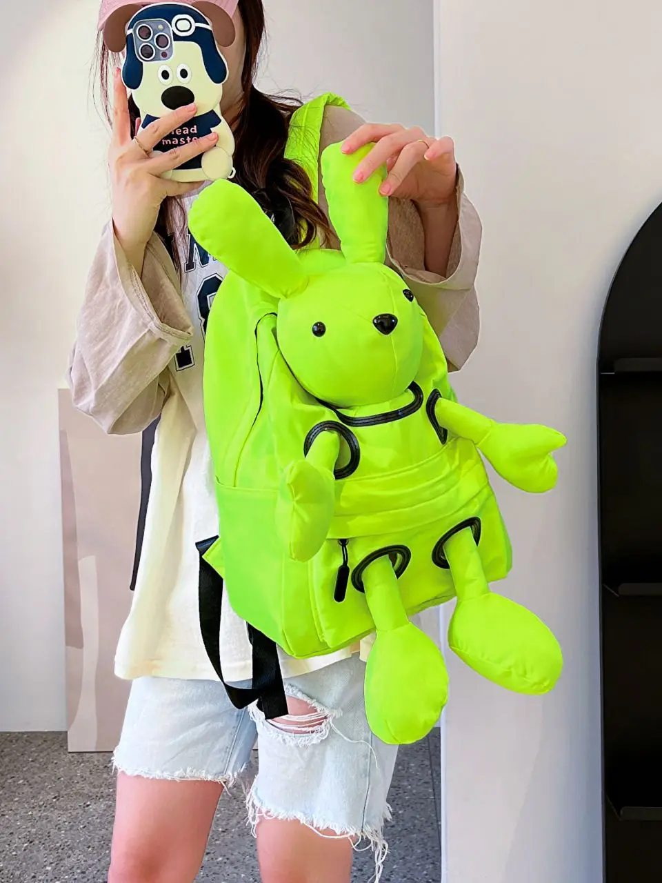 

Модный крутой школьный рюкзак с героями мультфильмов для студентов-подростков, большой вместительный милый рюкзак с кроликом, женский повседневный дорожный школьный рюкзак для девочек