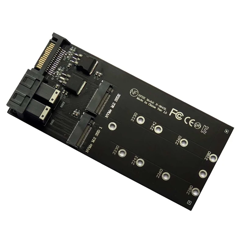 SFF-8643 U.2 에서 Nvme M.2 NGFF SSD 변환 카드 어댑터, SFF-8643 U.2 에서 듀얼 M-키 NVME M2 NGFF SSD 어댑터, 2 포트