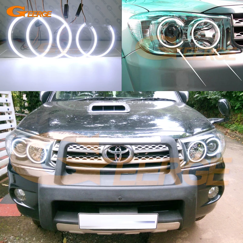 

For Toyota Fortuner 2008 2009 2010 Excellent DRL Day Light Ultra Bright COB Led Angel Eyes Kit Halo Rings