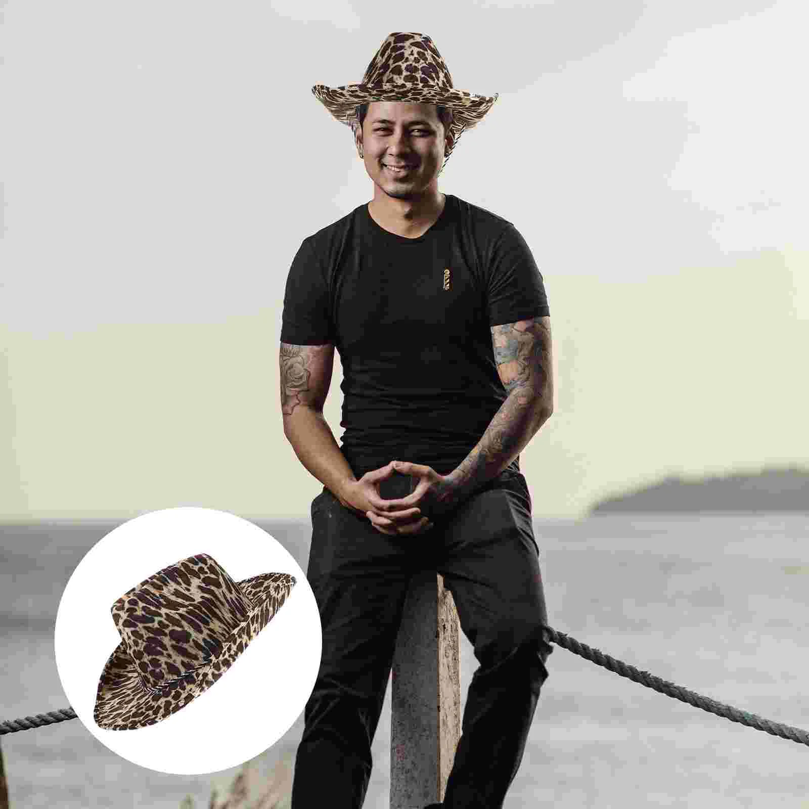 

Hats for Men Western Cowboy Comfortable Prop Party Decor Masquerade Fisherman's Performance Leopard Stage Women's