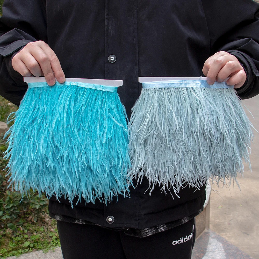 52 Colors High Quality Ostrich Feathers Trim Fringe Fluffy Ostrich Feather Ribbon Lace Party Clothing Decoration plume Trims