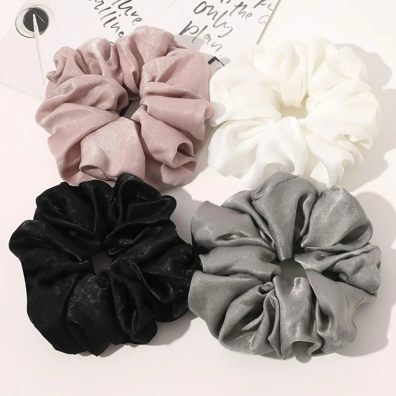 

Scrunchies Hair Ties for Women - Big Silk Satin Scrunchie Exra Large Jumbo Gaint Oversized Cute