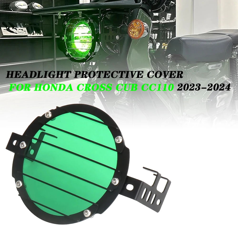 

Motorcycle Acrylic Green Plate Headlight Protection Cover Head Light Guard For Honda CROSS CUB CC110 Cross Cub CC 110 2023 2024