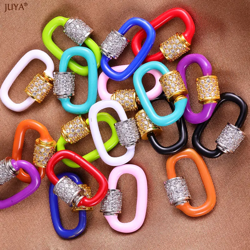 JUYA Enamel Copper Spiral Clasps Connector 18x12mm Cubic Zirconia Clasp Fasteners For DIY Jewelry Making Supplies Accessories image 4