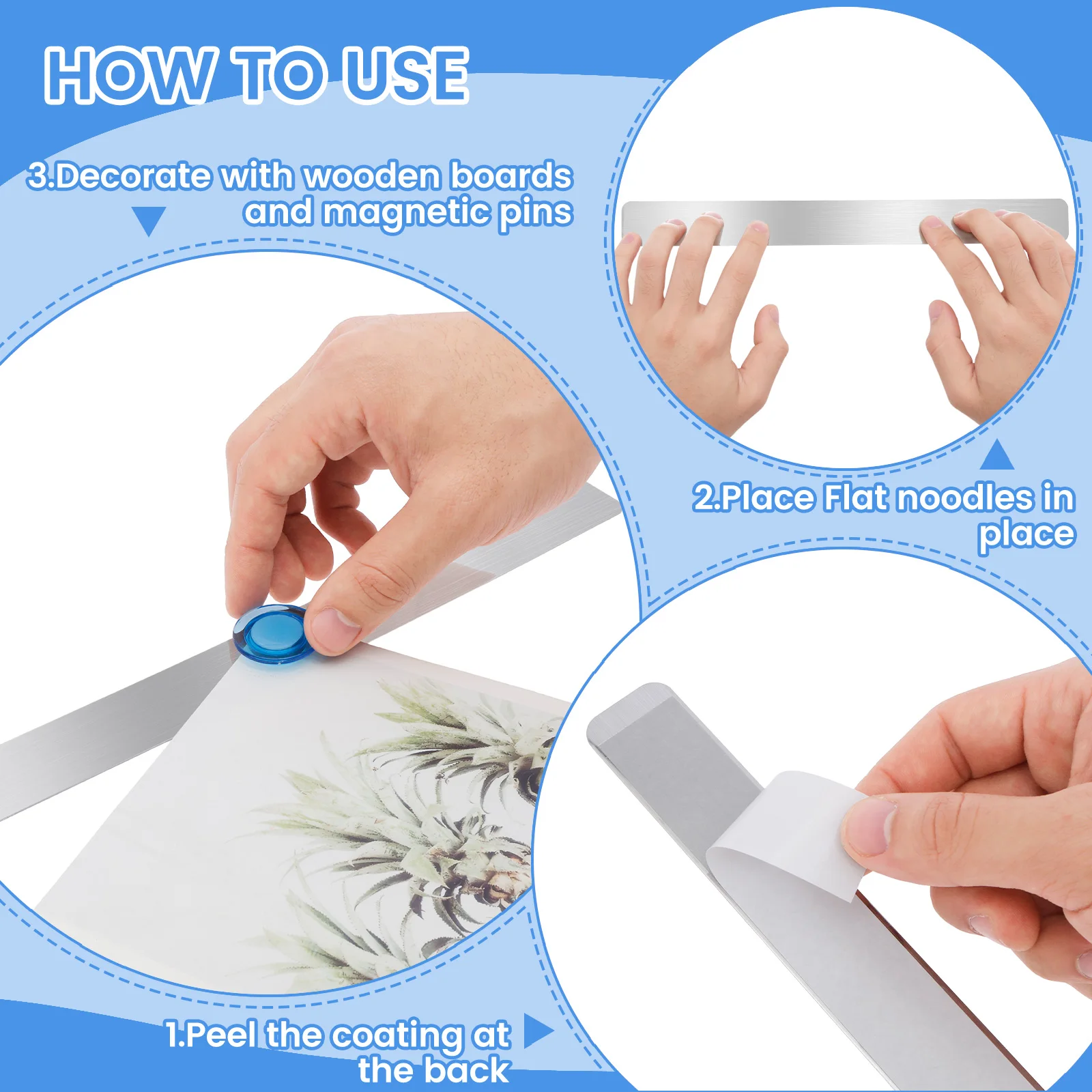 8 قطعة شرائط اللوحة المغناطيسية للصور جدار نشرة مذكرة مجلس الحديد شريط حائط مغناطيسي مع 20 مغناطيس للمنزل مكتب الفصول الدراسية