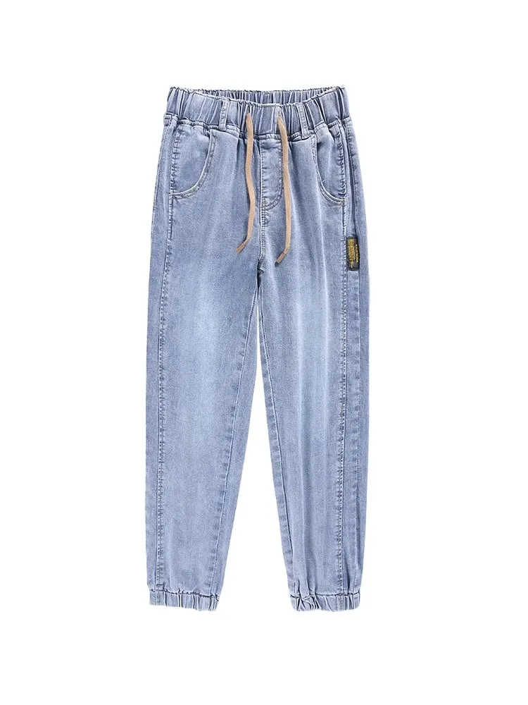 

Elastic Waist Denim Jeans Women Spring Autumn 2025 Slimming Student plus Size or Harem Dad Pants Summer