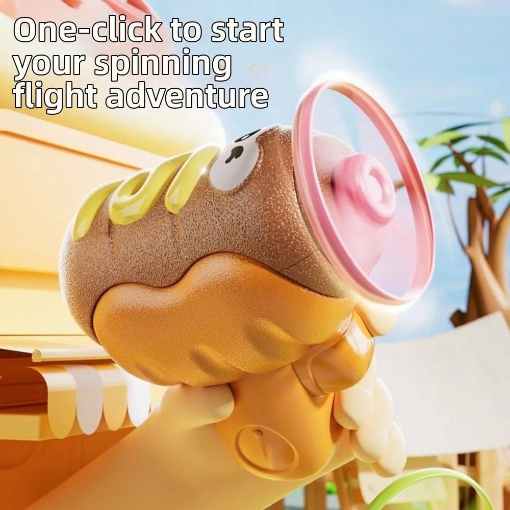 

2 in 1 Gyro Flying Disc Launcher Soaring Propeller Rotating Gyro Novel Design Colorful Luminous Luminous Children Play