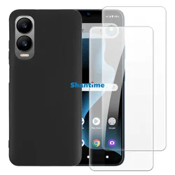 Soft Case + 2 Pack Tempered Glass Screen Protectors for Cricket icon 6, Debut S3 Full-Body Protection, Shockproof