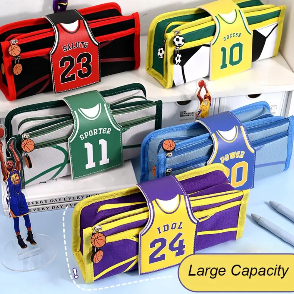 Bolsa de bolígrafos de baloncesto Multifuncional resistente a la suciedad, estuche de lápices de gran capacidad, organizador de papelería de fútbol,