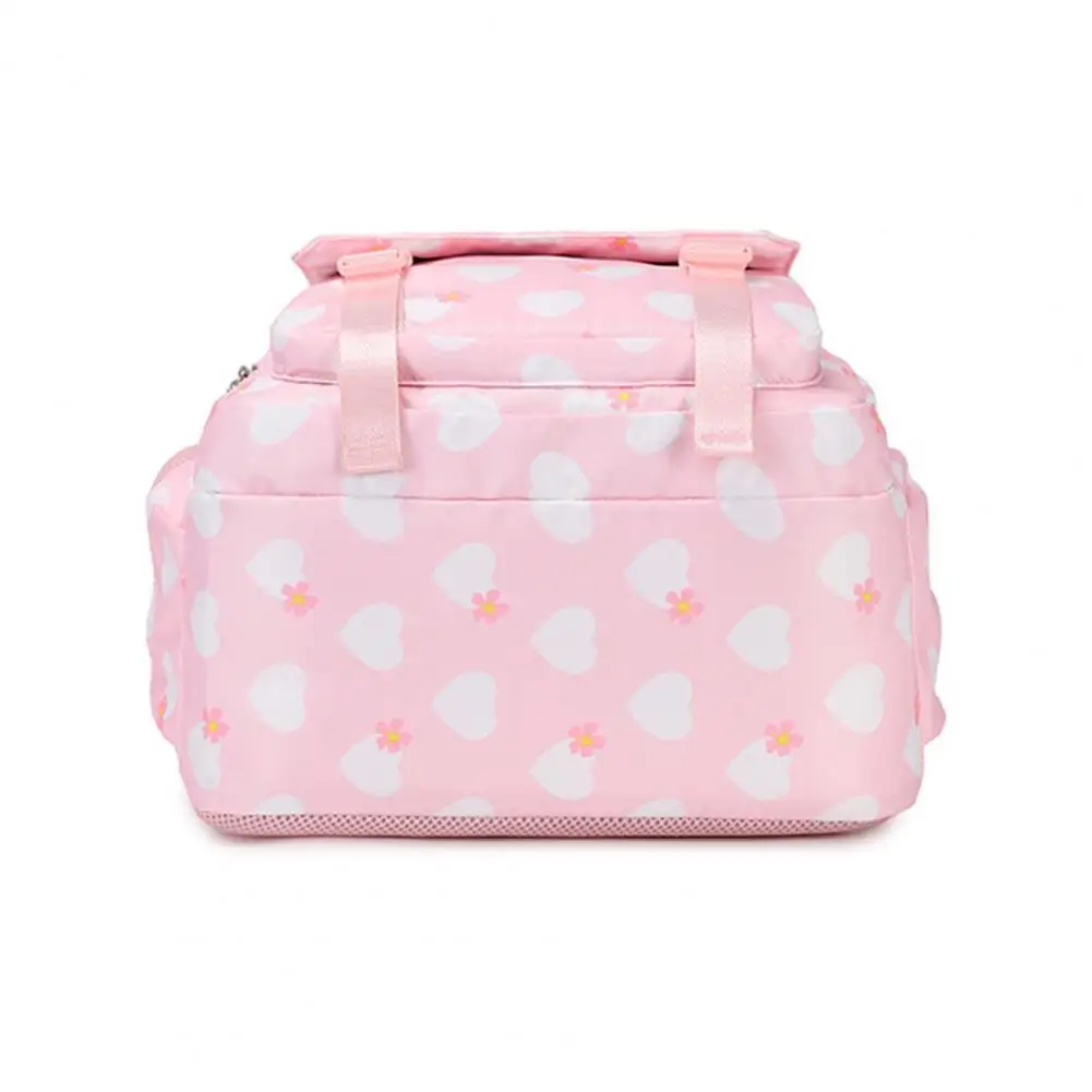 Pupil School Bag Heart Print Backpack Set with Lunch Bag Pencil Case Waterproof Dual Zipper Closure Adjustable for Girls