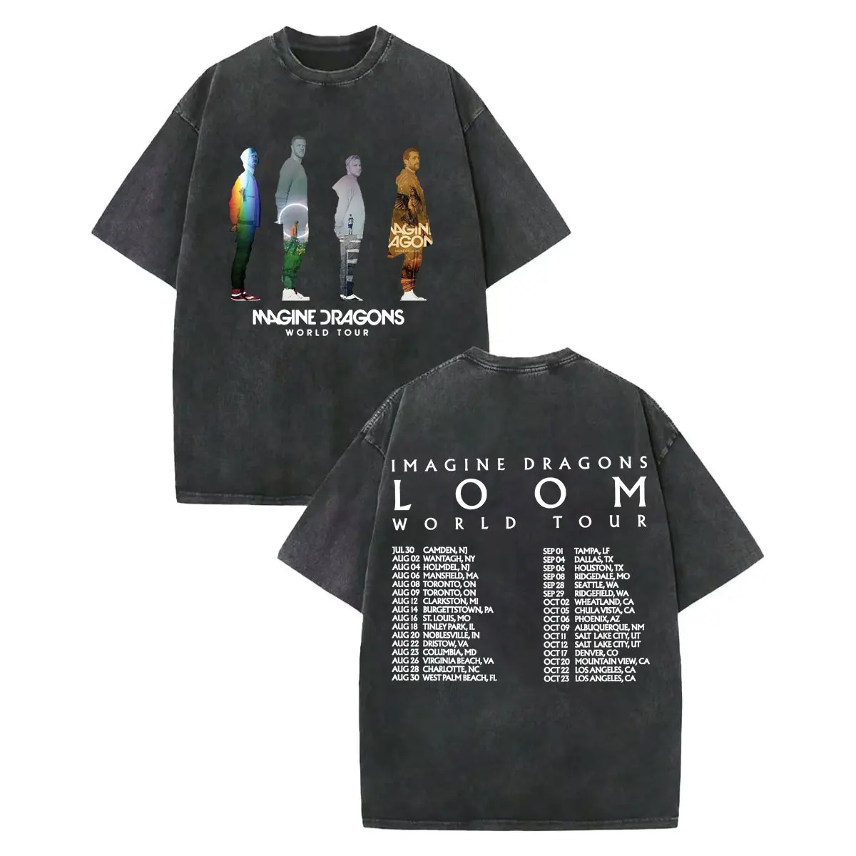 

Vintage Washed Imagine Dragons Loom World Tour 2025 T-shirt Men Women Clothing Fashion Rock T Shirt Casual Loose Cotton T-shirts