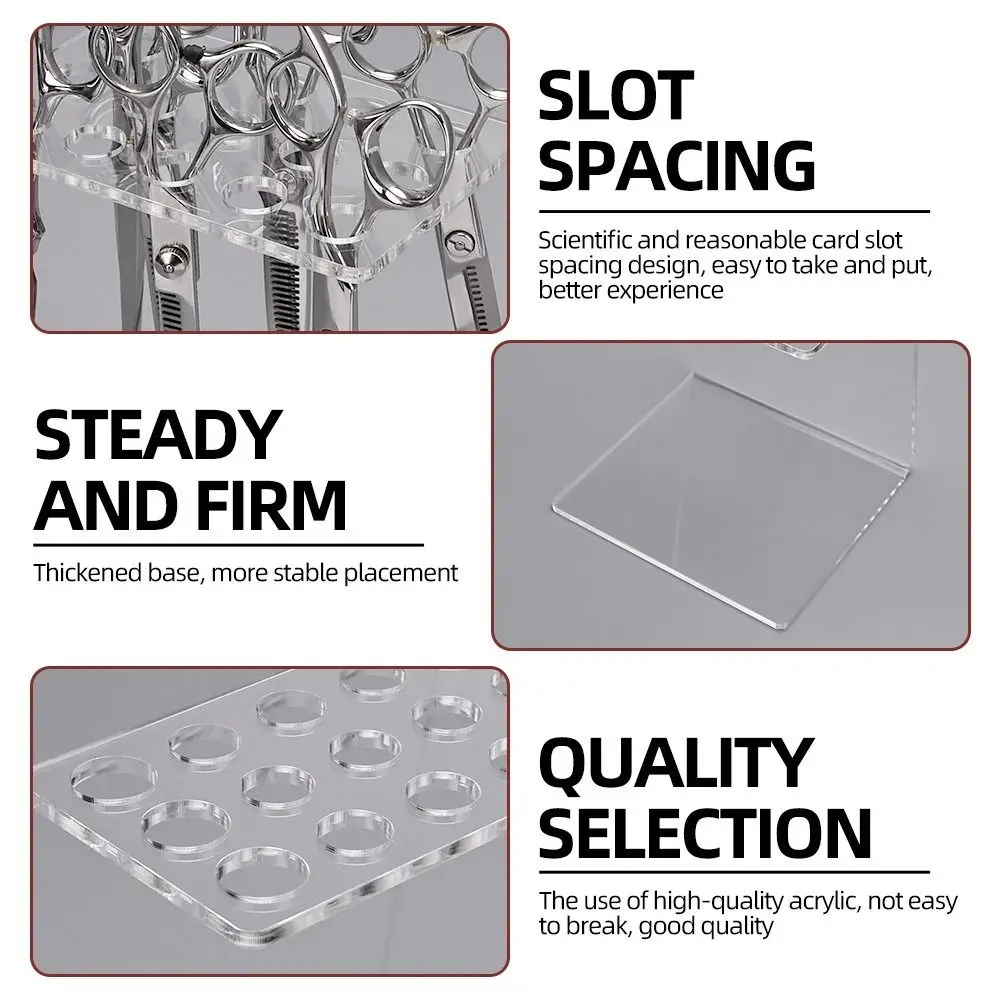 

Акриловый держатель для ножниц 5/615 сеток Прочная конструкция Органайзер для кистей для макияжа Прозрачный дисплей Прозрачный