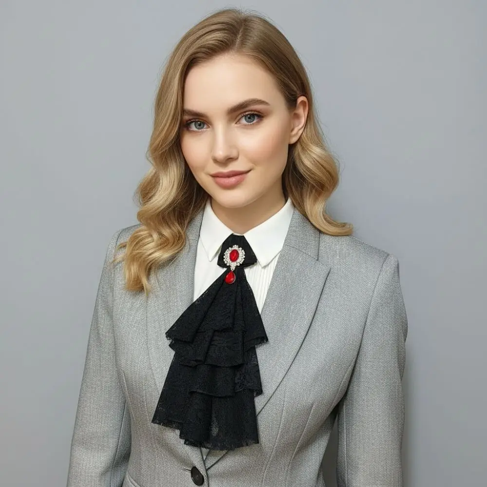 Accesorios para Mujer, Cuello Jabot de Encaje Estilo Vintage, Cuello Jabot con Volantes Desmontable, Corbata Jabot para Disfraces y Fiestas