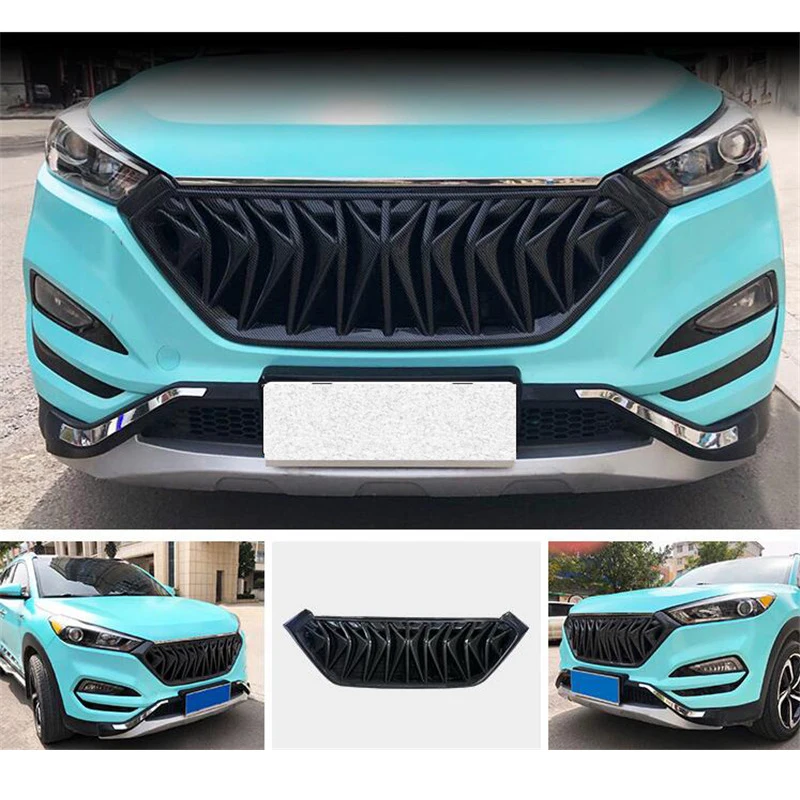 For NEW Front Bumper Grille Hyundai Tucson Improved Diamond Grill ABS Mesh Mask Decorative Cover Refit Accessories 2015-2018