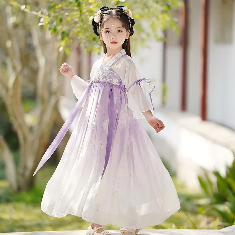 

Girls Summer Dress Fashionable New Style Children's Chinese Style Short Sleeve Princess Dress Hanfu