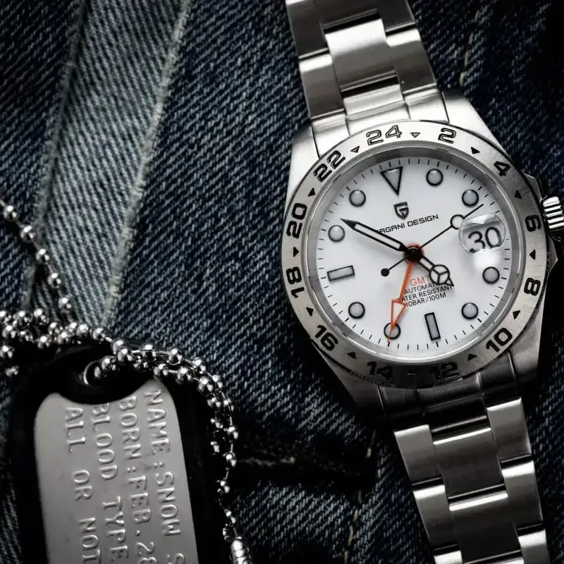 

Pagani Design 2025 Новые роскошные мужские автоматические механические часы NH34 GMT высшего класса с сапфировым стеклом, водонепроницаемые, 10 бар, BGW