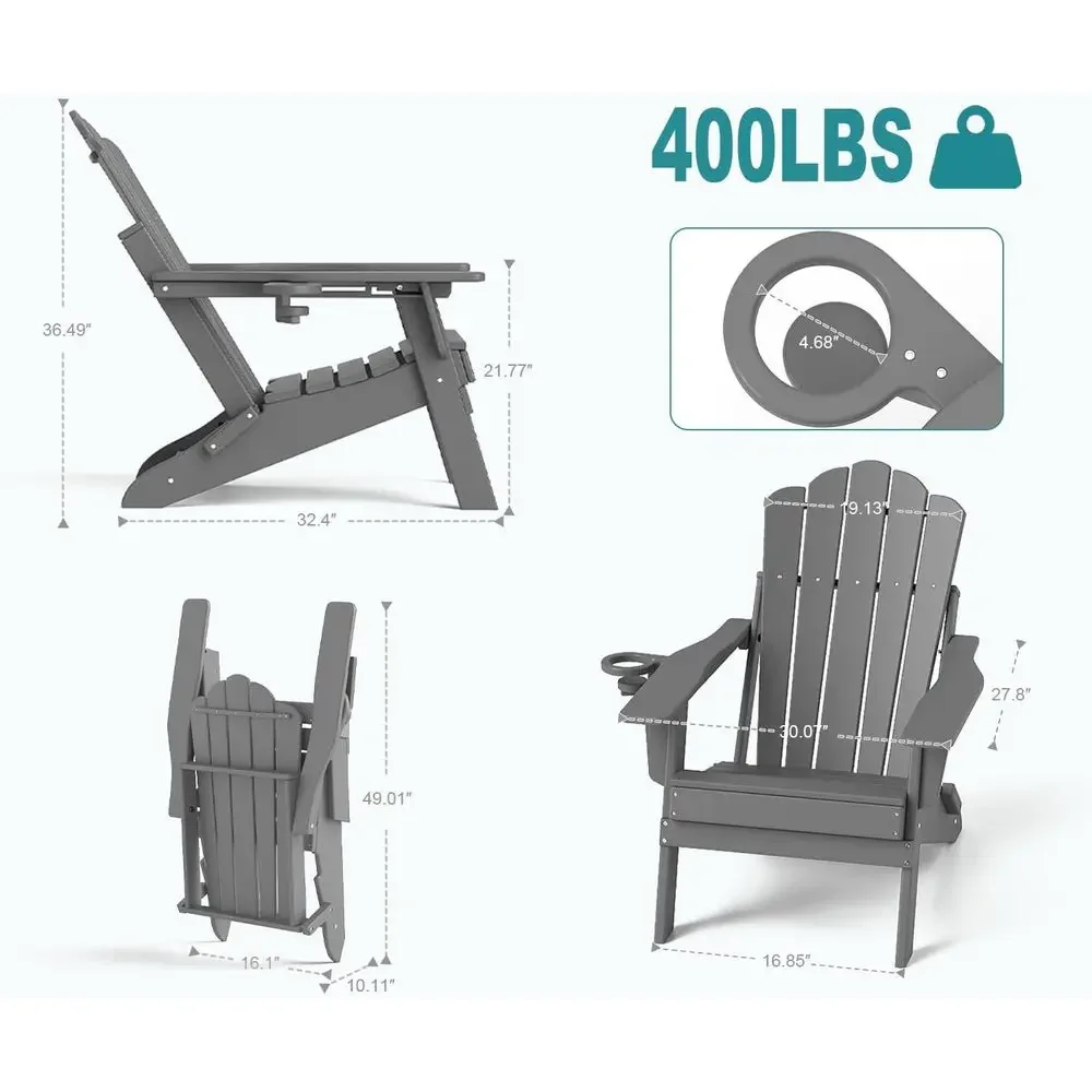 

Activity ProductHDPE Adjustable Adirondack Chair Set O 6, 400lbs Heavy Duty Olding Patio Chairs With Cup Holder, 3-Position Recl