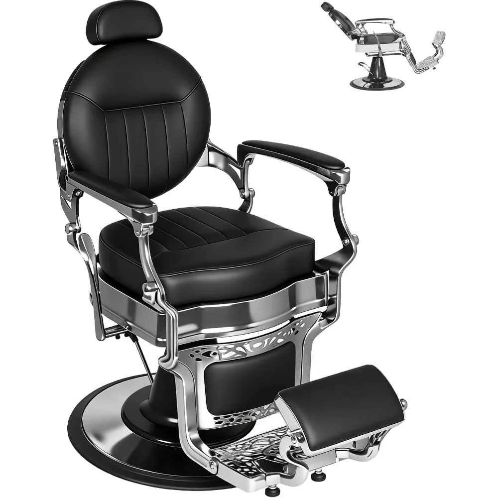 

Barber Chair Salon Chair for Hair Stylist, 700 LBS Heavy-Duty Vintage Barber Chair, Reclining Professional Salon Customized