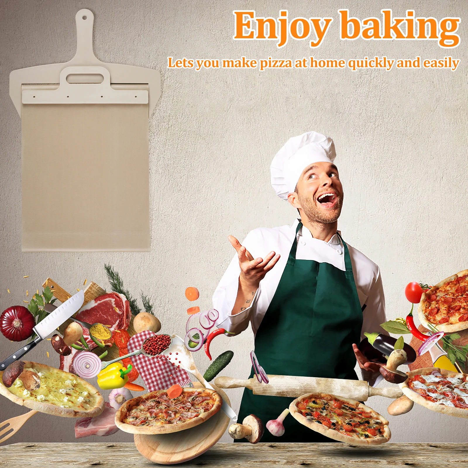 Pala in alluminio per pizza per forno a legna pizzeria 32x34 cm senza manico Mer