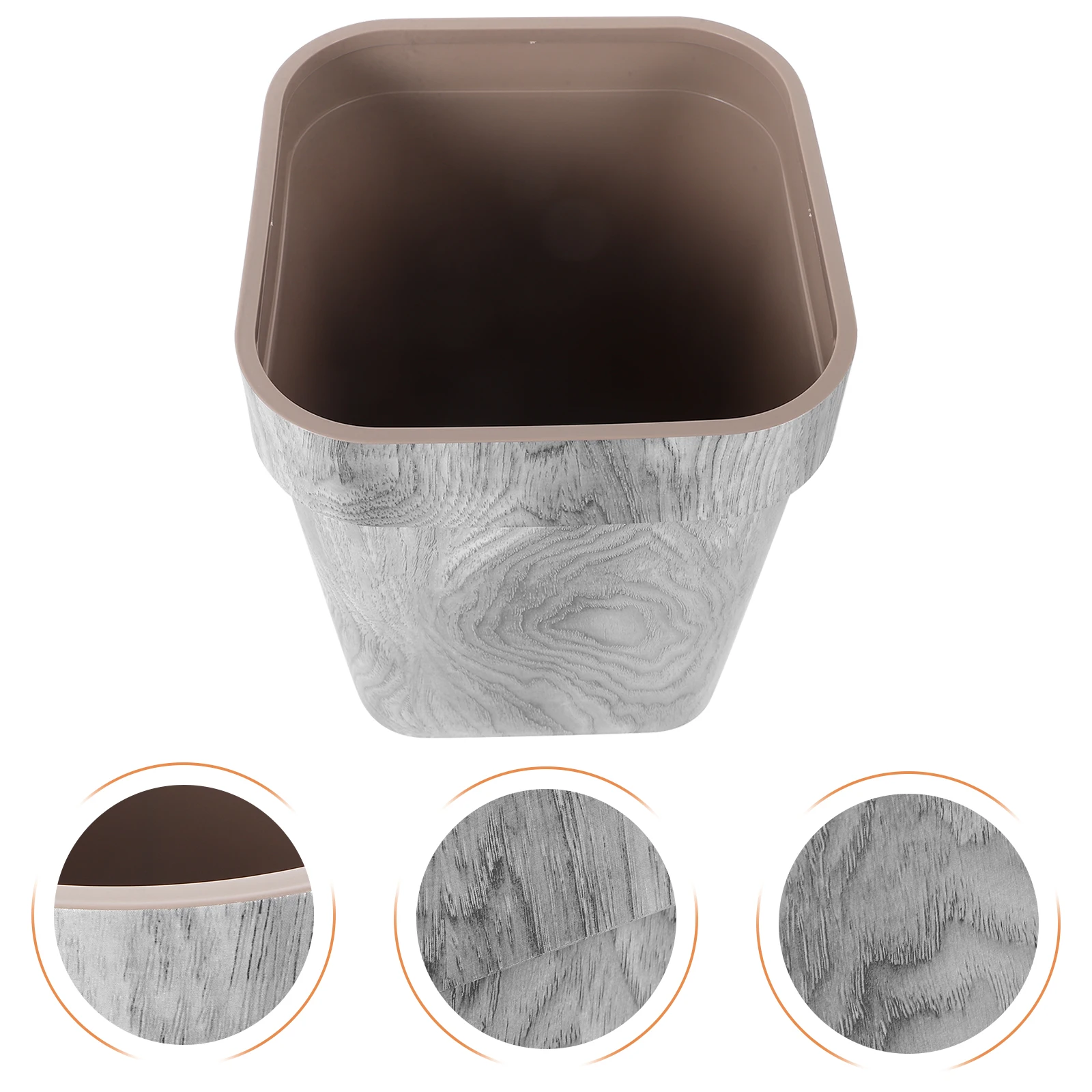 

Trash Bin Solid Wood Can with Vintage Wastebasket Grey Pp Environmental Protection Material Woven Office