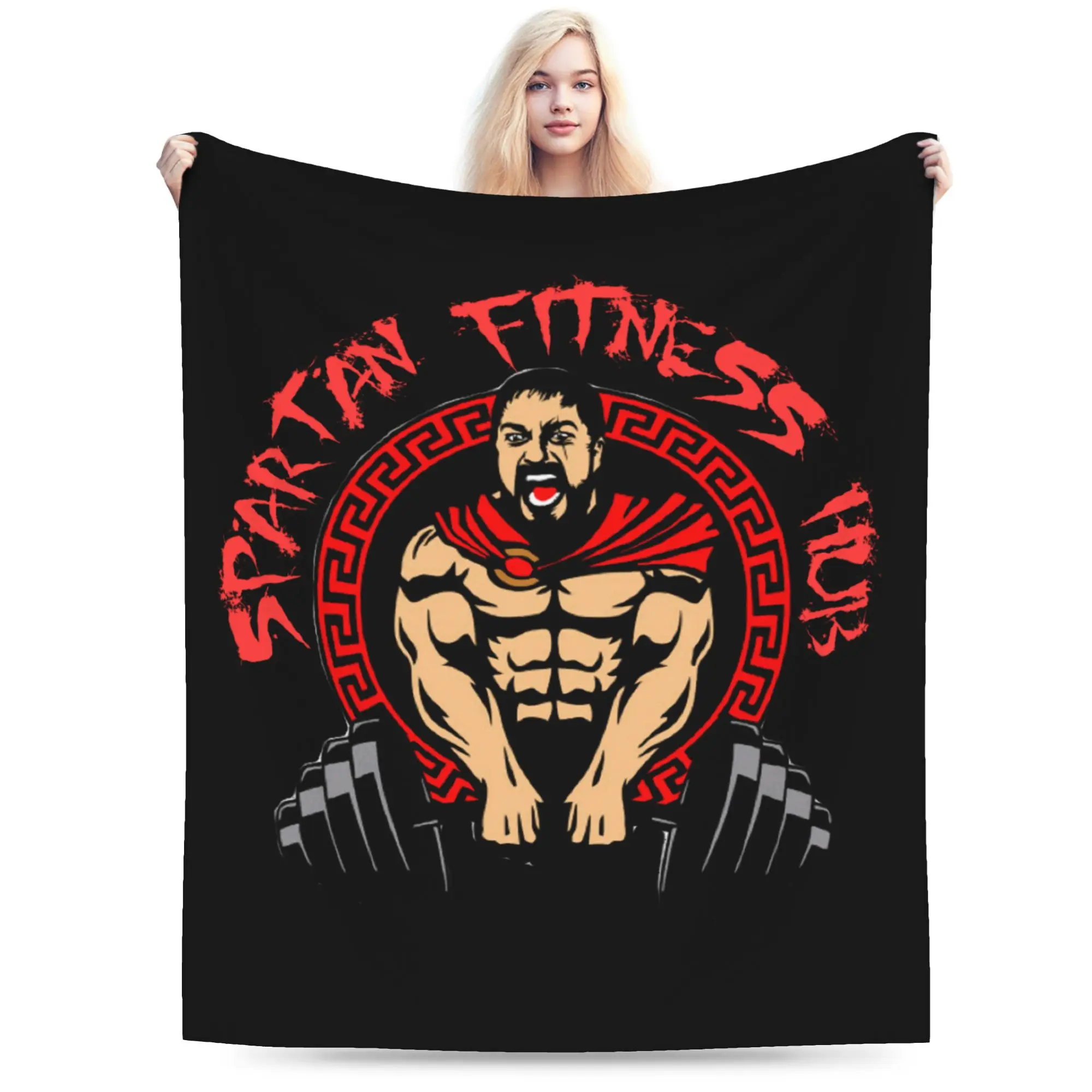 Custom Spartan Gym Blankets Warm Flannel Bodybuilding Fitness Muscle Throw Blanket for Bed Travel Rug Piece