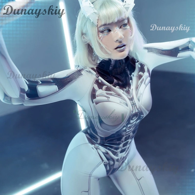 Donne Cyberpunk Robot Cosplay Body Nucleo meccanico Abiti visivi 3D Puntelli di carnevale di Halloween