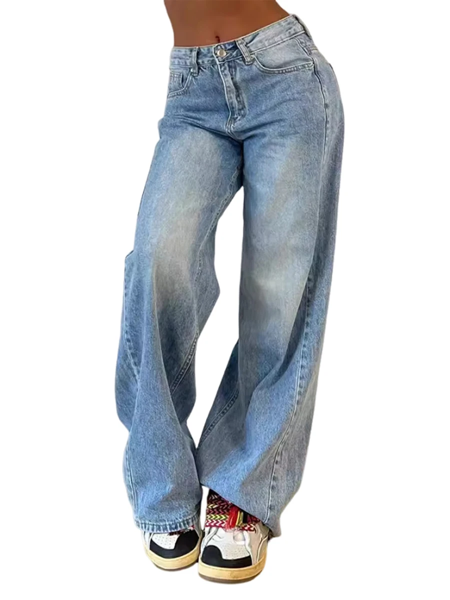 

Women’s High Rise Boyfriend Jeans Vintage Wide Leg Loose Denim Pants Washed Jeans with Pockets