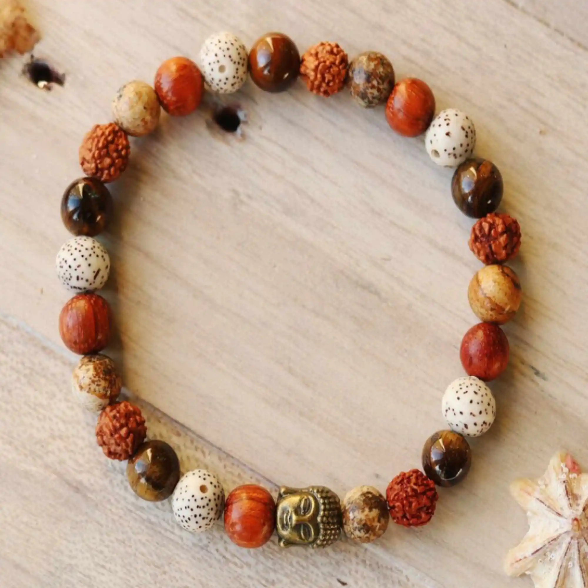 8mm Bodhi Seed Rudraksha Tigers Eye Picture Jasper Buddhism Bracelet Healing Buddhism Yoga spread Chain Women Prayer