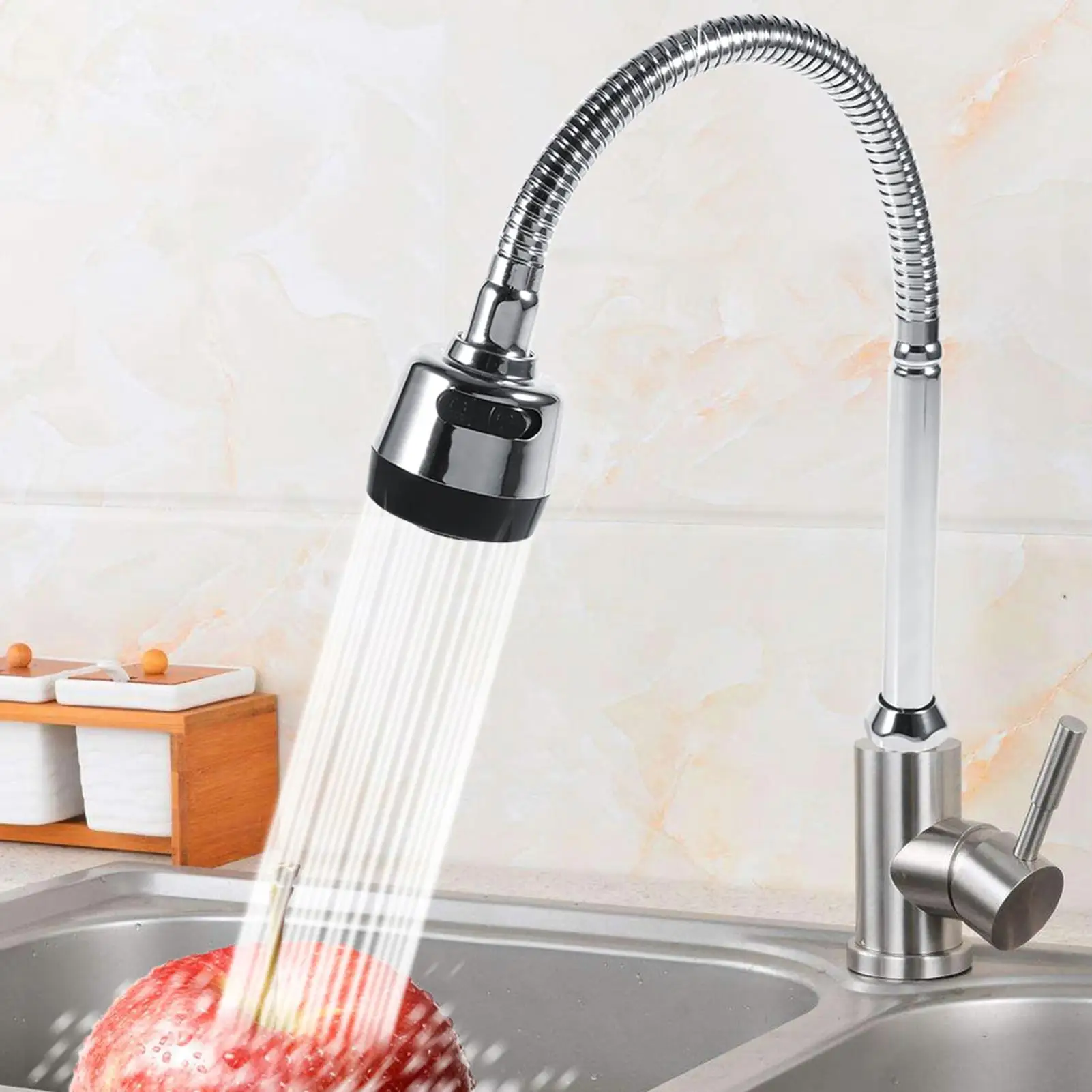 304 Stainless Steel Kitchen Faucet Single Handle Spout Sink Tap Water Faucet Pipe Fittings