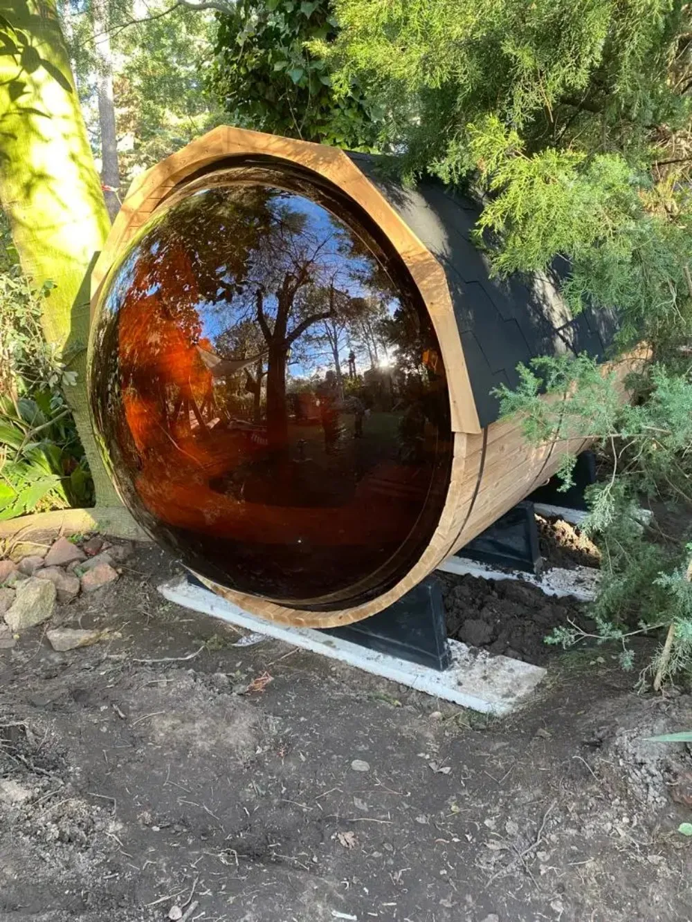 حديقة الساونا البخارية الجافة التقليدية غرفة الحمام الأرز برميل ساونا ساونا في الهواء الطلق