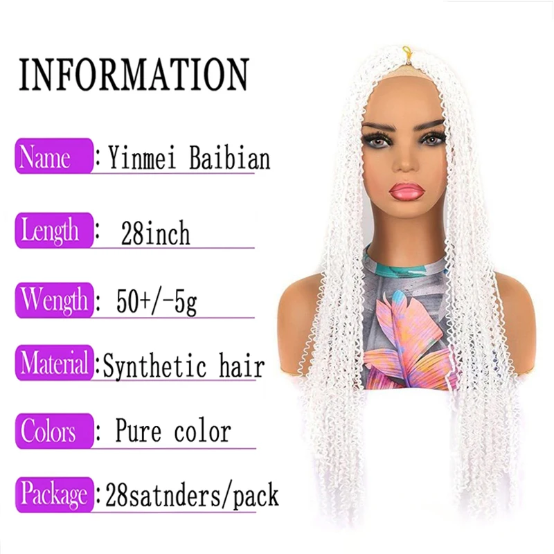 Synthetic 28inch ZIzi Box Braids Ombre Braiding Hair Extensions Green Long Curl Wave 28 Stranders Crochet Zizi Box Braids