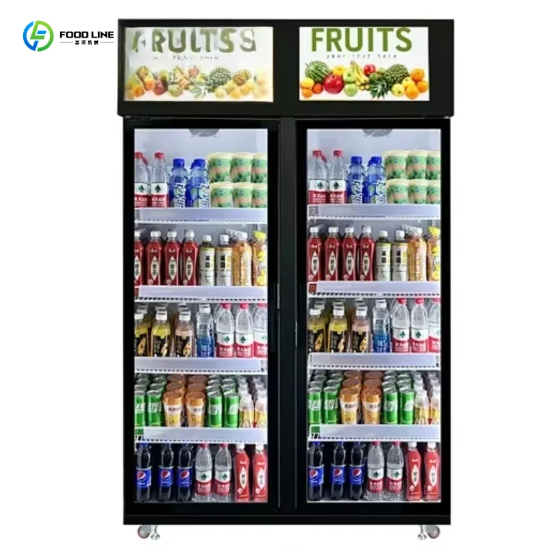 FL Double Door AI Vision Vending Fridge Unmanned Retail Cooling System for Frozen Food with ISO 9001Certified Customized
