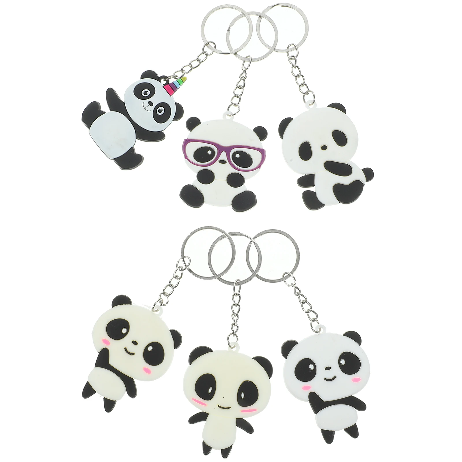 

6pcs Panda Durable PVC Creative Gift Aesthetic Bags Pendants Pendant Keychain Backpack Cartoon Key Ring Pendant