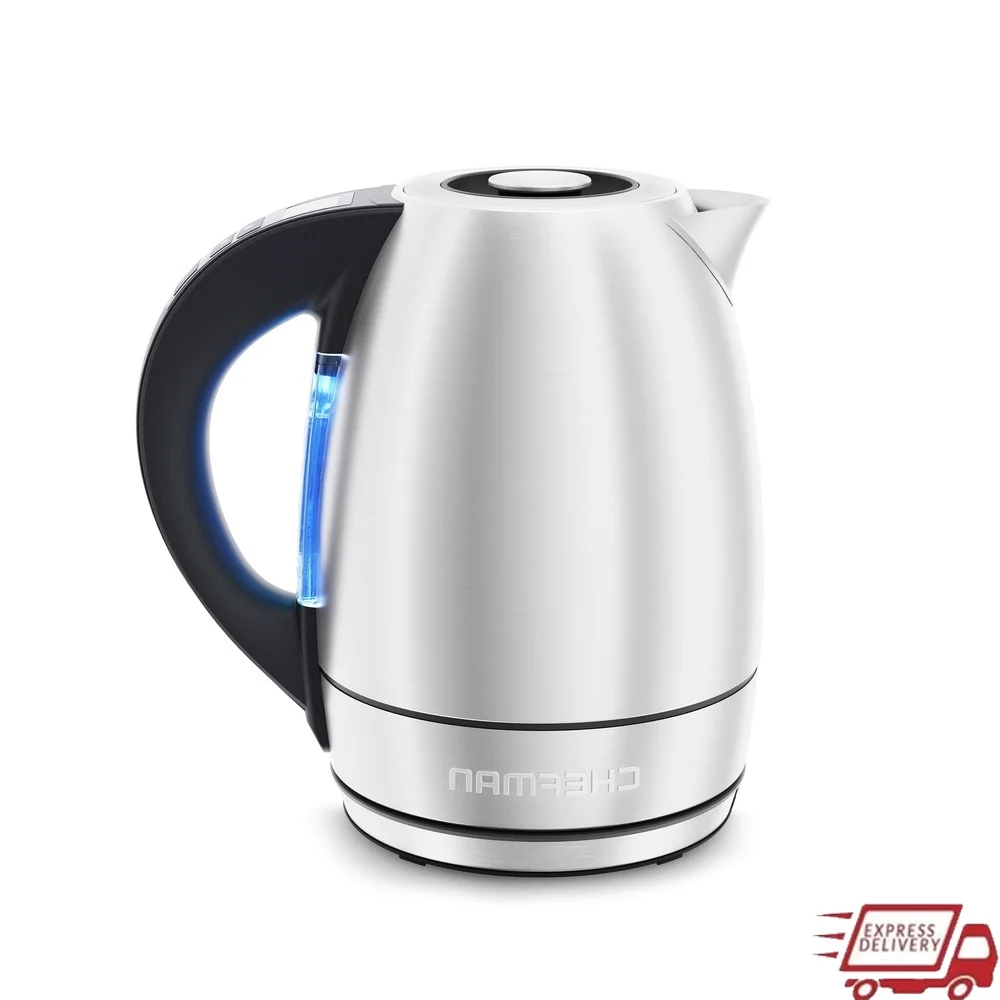 

1.8L Electric Kettle 1500W Rapid Water Boiler Stainless Steel Automatic Shut-Off Cordless Detachable Base Water Level Indicator