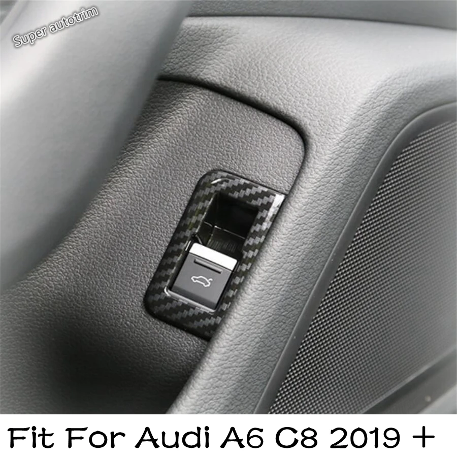 

Rear Trunk Door Control Button Switch Cover Trim Accessories Interior ABS Fit For Audi A6 C8 2019 - 2025 Carbon Fiber Look