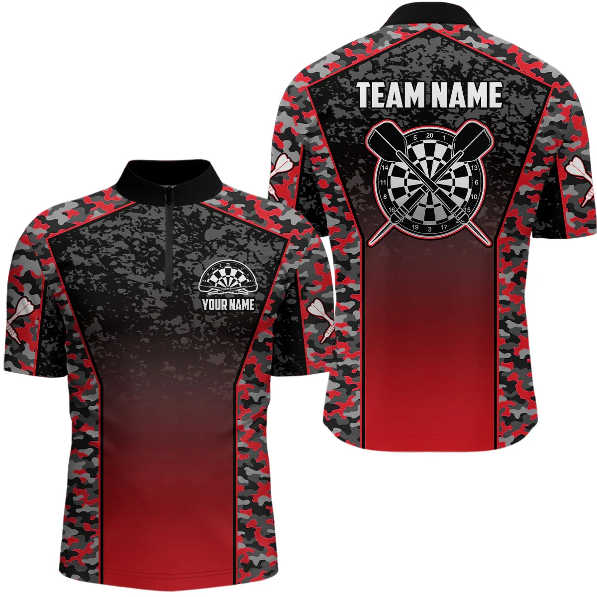 PLstar Cosmos' new personalized 3D printed red dart pattern polo shirt, unisex, casual team throwing sports series -15