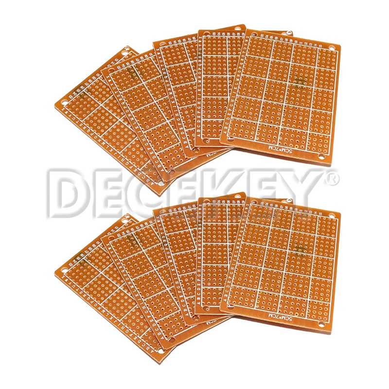 10PCS 5x7CM 5*7CM PCB Breadboard Protoboard Single-Sided Universal Printed Circuit Boards 1.2MM Thick DIY Set Yellow