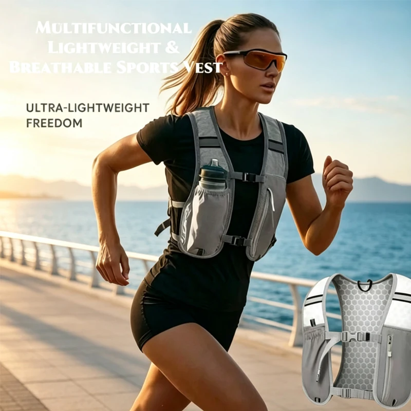 Biking/ Running Storage/Vest Backpack Lightweight Running Vest Reflective Hydration Water Chest Pack Phone Storage Pocket 2027