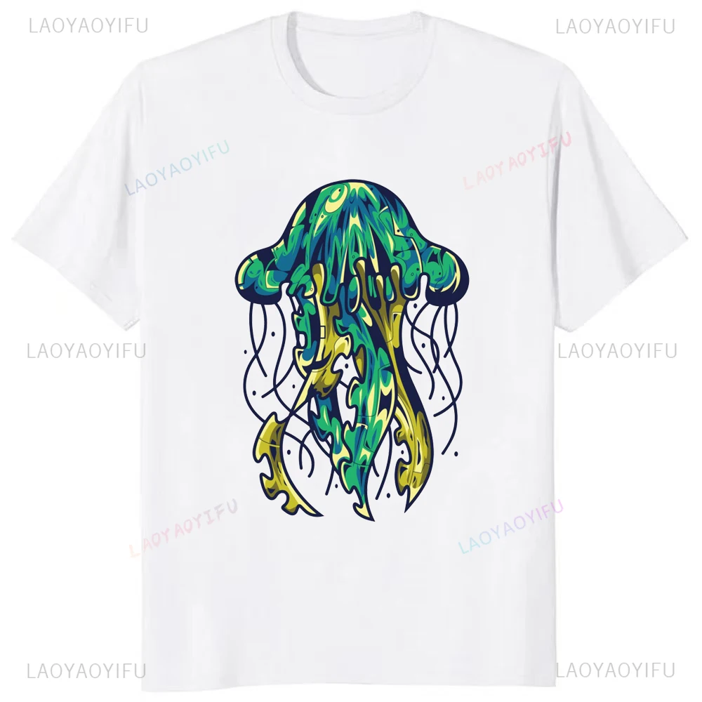 New Arrival Earth Day The Study of Jellyfish Tees Fashion Casual Streetwear Hip-hop Hipster Loose O-neck Hot Sale Tops Tshirt