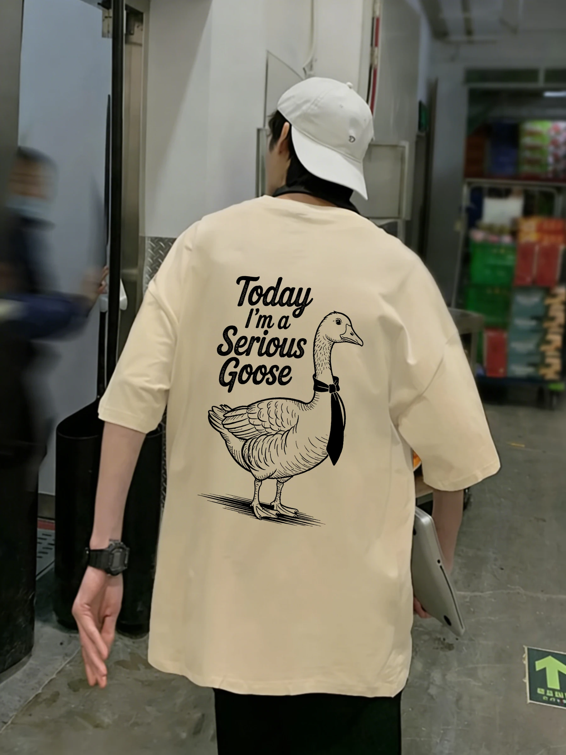T-shirts pour hommes avec design « Today I Am A Serious Goose », en coton, décontractés, à la mode, vêtements doux, unisexe, été, col rond, streetwear